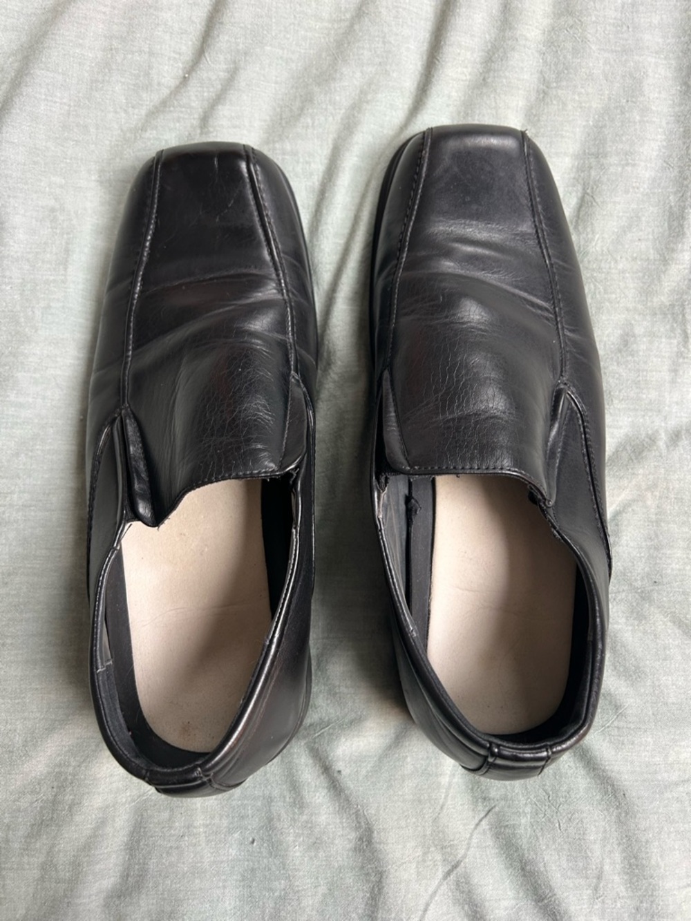 Men's Black Slip-On Loafers with Square Toe